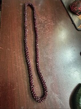 Handcrafted Deep Burgundy Bead Necklace - Women Jewelry